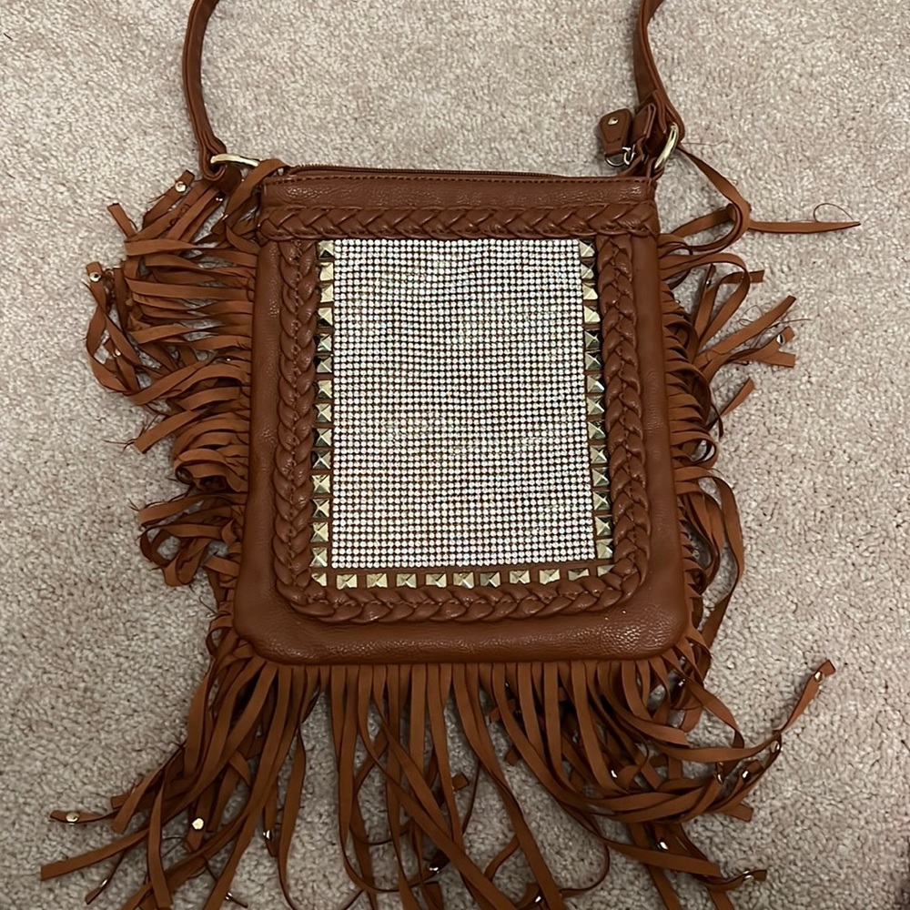 Steve Madden Fringe Brown Crossbody Bag